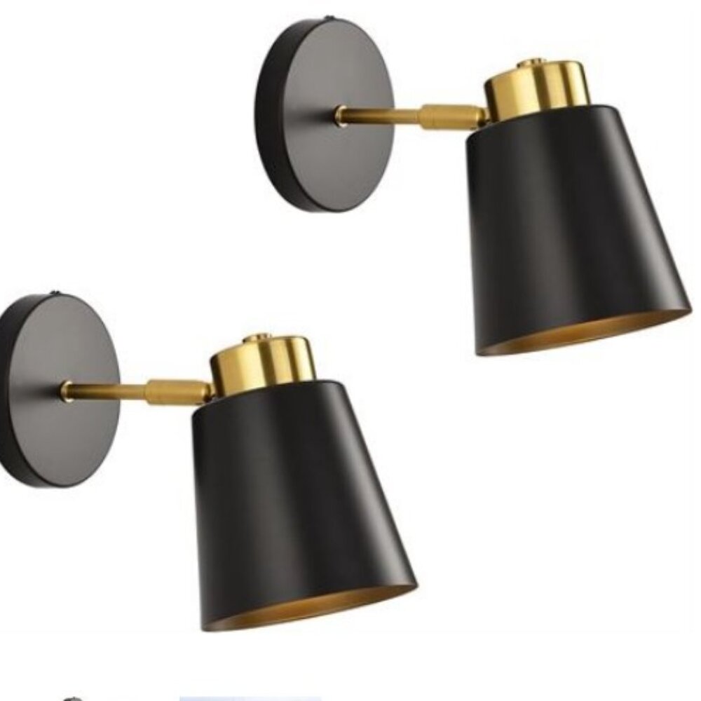 Shiwedia Rotatable Angle Black Set of Two Wall Sconce